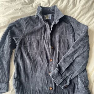 L.L. Bean Women's Blue Corded Button-Up Shirt Jacket